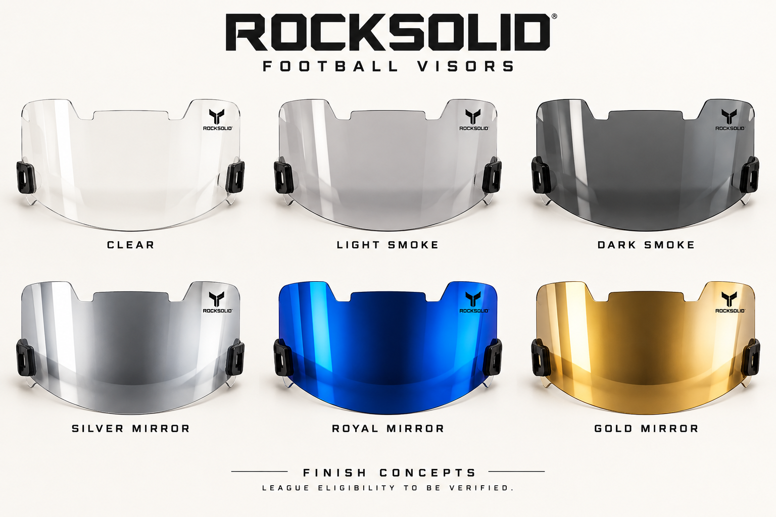 Football Visor: Clear, Light Smoke, Dark Smoke, Silver Mirror, Royal Mirror, Gold Mirror