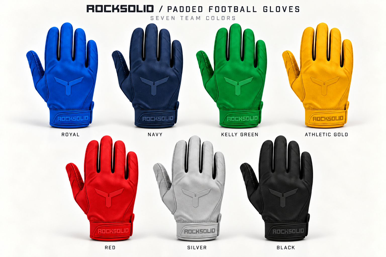 Rocksolid padded football gloves / seven colors